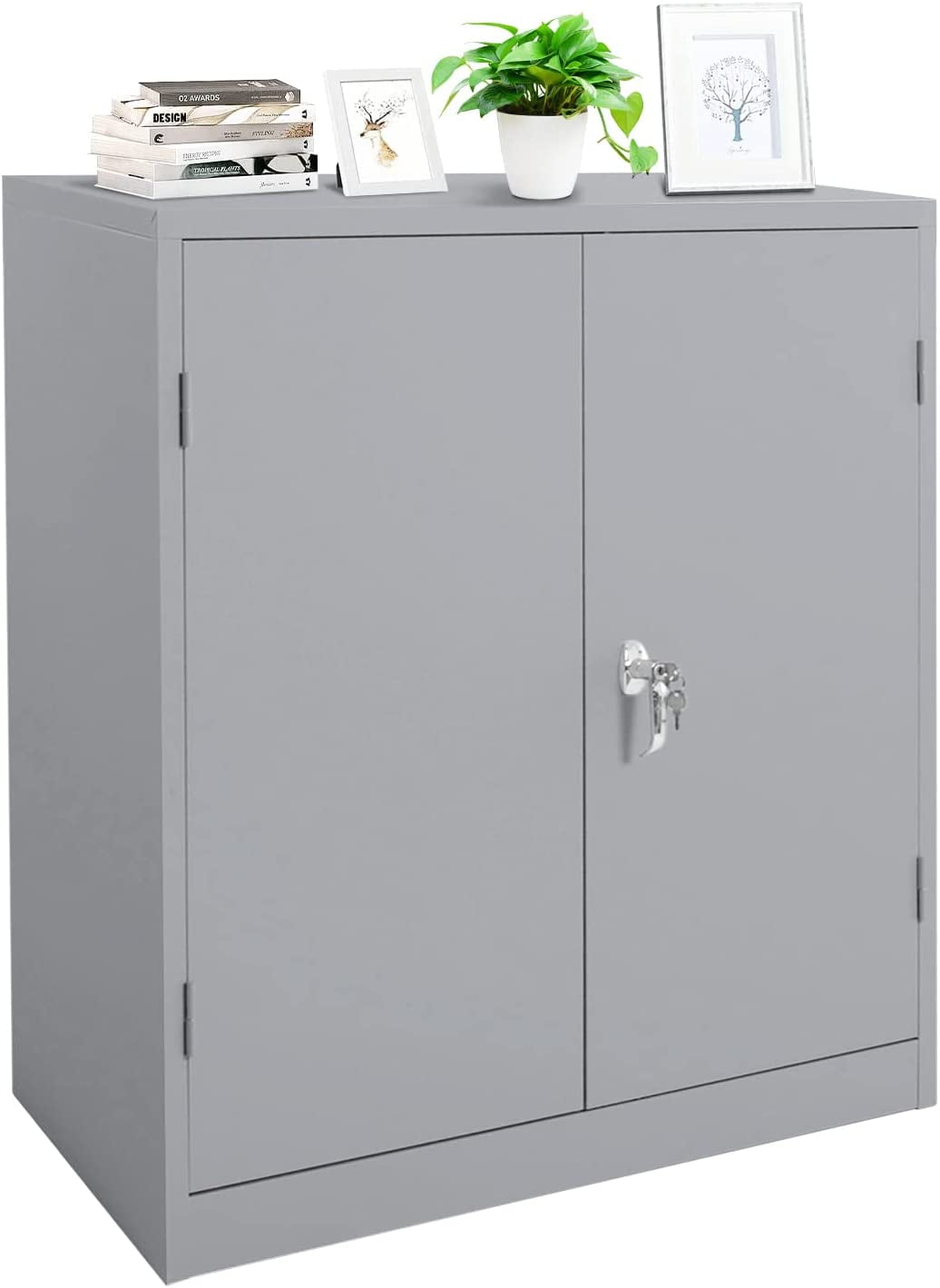 Metal Garage Storage with Lock, Lockable Storage with 2 Locking Doors and 2