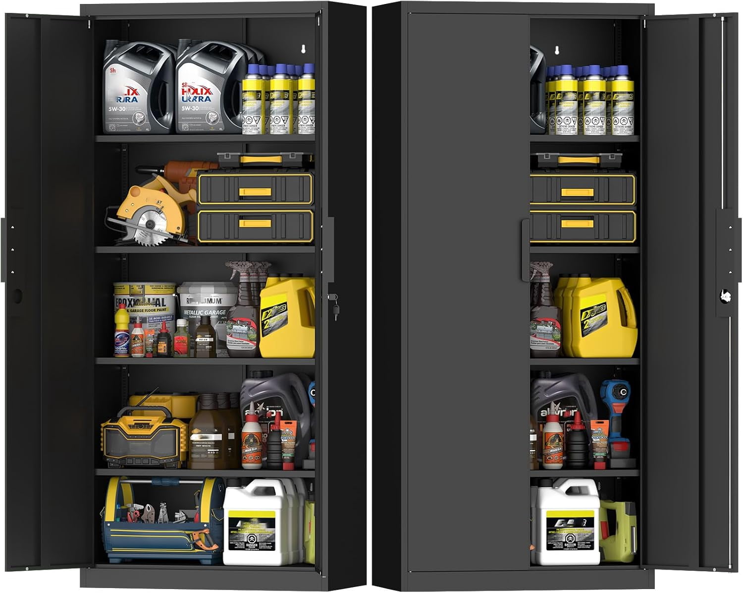 Metal Garage Storage Cabinets, Lockable Tall Cabinet for Tools, 70.87