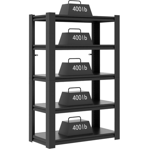 Metal Garage Storage Shelves 5 Tier,2000lbs Heavy Duty Garage Shelving 35.4" D x 15.7" W x 72" H Adjustable Shelf Organizer Storage Racks Shelf and Industrial Warehouse Shelving