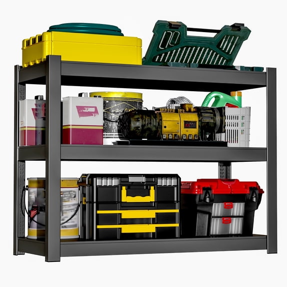 Metal Garage Storage Shelves Heavy Duty Shelving Unit 3 Tier Steel Adjustable Organizing Shelves 1500 LBS Capacity Industrial Shelving Ideal for Garage Tote Pantry Basement Outdoor, 36”H*36”W*16”D