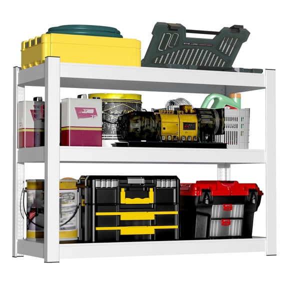 Metal Garage Storage Shelves Heavy Duty Shelving Unit 3 Tier White Adjustable Organizing Shelves 1500 LBS Capacity Industrial Shelving Ideal for Garage Tote Basement Pantry Outdoor