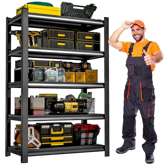 Metal Garage Storage Shelves Heavy Duty Shelving Unit 5 Tier Steel Adjustable Organizing Shelves 2500 LBS Capacity Industrial Shelving Ideal for Garage Tote Basement Pantry Outdoor