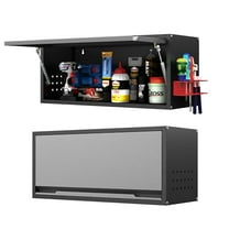 Metal Garage Wall Cabinet with Doors Side with Holes,13.8" H 1 Door Small Wall Hanging Tool Chest Cabinet,Garage Storage Cabinet for Garage, Basement, Kitchen, Warehouse,Office, Bathroom-Black Gray