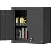 Metal Garage Wall Cabinet with Lockable Doors,26 Tall Wall Cabinet with Adjustable Shelf,Garage Storage Cabinets Shelf with Anti-Fall Rails for Storage Room