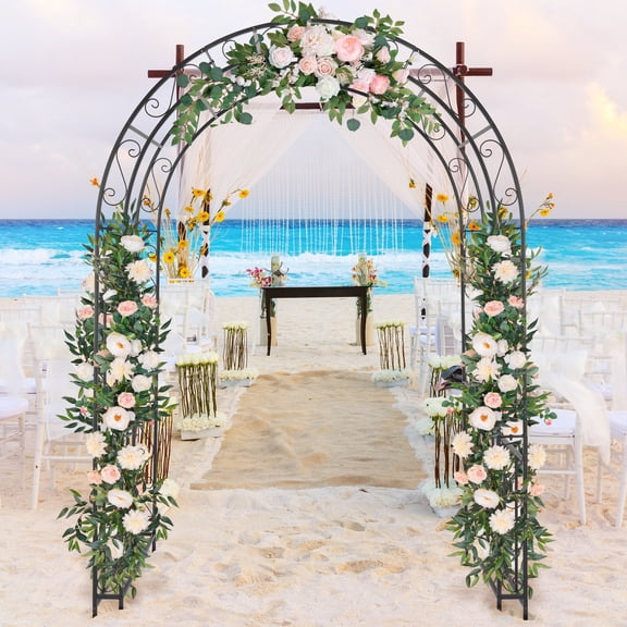 Metal Garden Arbor, 83.86in Arch Trellis for Climbing Plants, Outdoor Wedding Party Lawn Arches Decoration, Black
