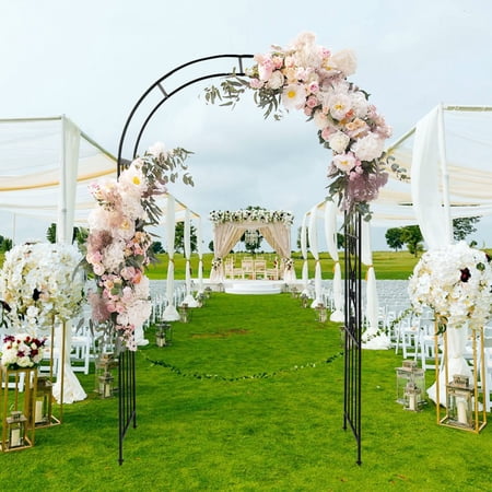 Metal Garden Arbor, 87.2in Arch Trellis for Climbing Plants, Outdoor Wedding Party Lawn Arches Decoration, Black