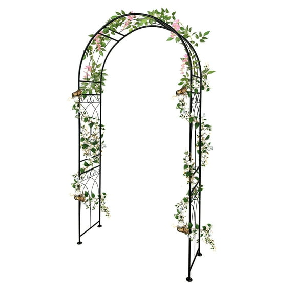 Metal Garden Arbor for Climbing Plants, Garden Arch Trellis, Decorative Wedding Arch Arbor Pergola Archway, Perfect for Lawn, Party, Backyard, Patio, Black