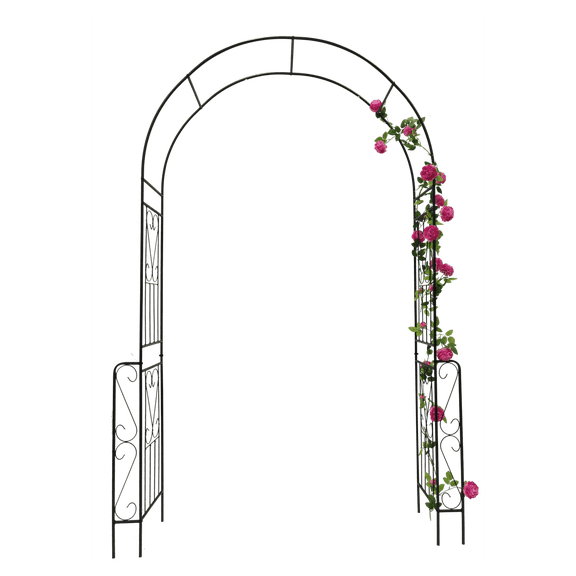 Metal Garden Arch 55'' W x 94.5'' H - Rose Arbor Trellis for Climbing Plants, Heavy Duty Outdoor Archway Black