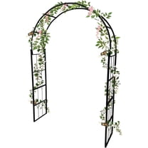 Metal Garden Arch, 86" H Outdoor Lawn Arbor with Stakes, Garden Arch Arbor Trellis for Climbing Plants, Roses, Vines, Wedding Archway Decor for Lawn, Patio,Party, Backyard, Black