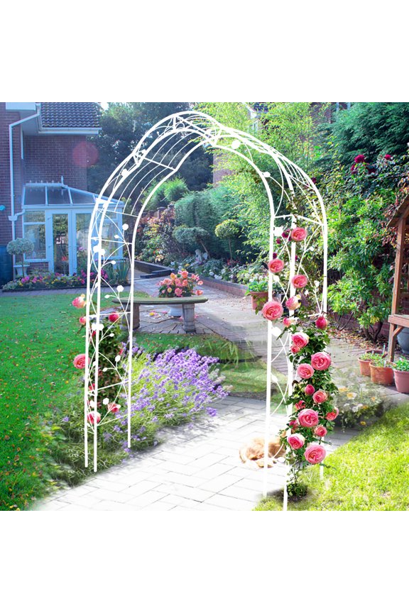 Metal Garden Arch Assemble Freely with 8 Styles Garden Arbor Trellis Climbing Plants Support Rose Arch Outdoor Arch Wedding Arch Party Events Archway White