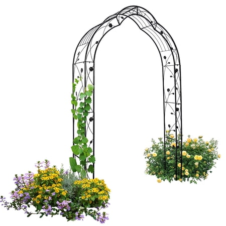 Metal Garden Arch Assemble Freely with 8 Styles Garden Arbor Trellis Climbing Plants Support Rose Arch Black