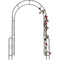 Metal Garden Arch, Assembly Garden Arbor Trellis Climbing  Support Rose Arch Outdoor Wedding Arch Party Events Archway (W55'' x H94.5'', Black)