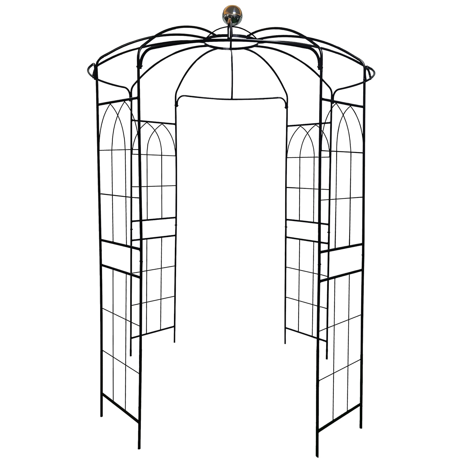 Metal Garden Arch Birdcage Shape Garden Arbors Diameter 6.8ft x 9.5ft ...