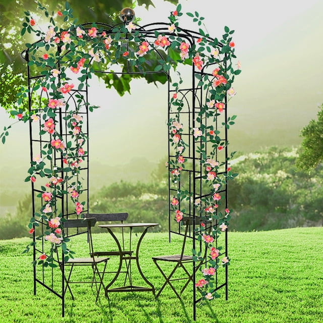 Metal Garden Arch Birdcage Shape Garden Arbors Diameter 6.8ft x 9.5ft ...