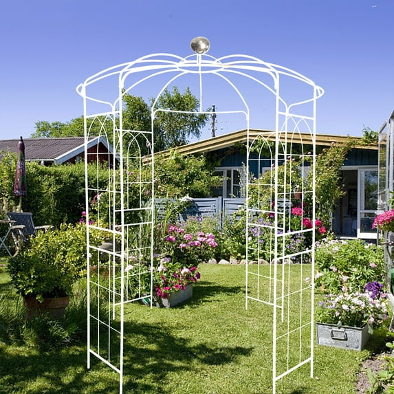 Metal Garden Arch Iron Garden Arbors Gazebo Diameter 81.3" x 114.2"High Birdcage Shape Iron Pergola Pavilion For Outdoor Wedding Ceremony Party Garden Events Lawn Backyard Decor