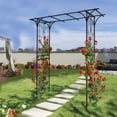 thumbnail image 1 of Metal Garden Arch, Outdoor Climbing Plants Support Rose Arch, Garden Arbor for Patio Backyard, L80.3'' x W20.47'' x H81.1'', Black, 1 of 7