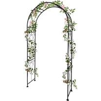 Metal Garden Arch, Outdoor Lawn Arbor with Stakes, Garden Arch Arbor Trellis for Climbing Plants, Roses, Vines, Wedding Archway Decor for Lawn, Patio,Party, Backyard, Black