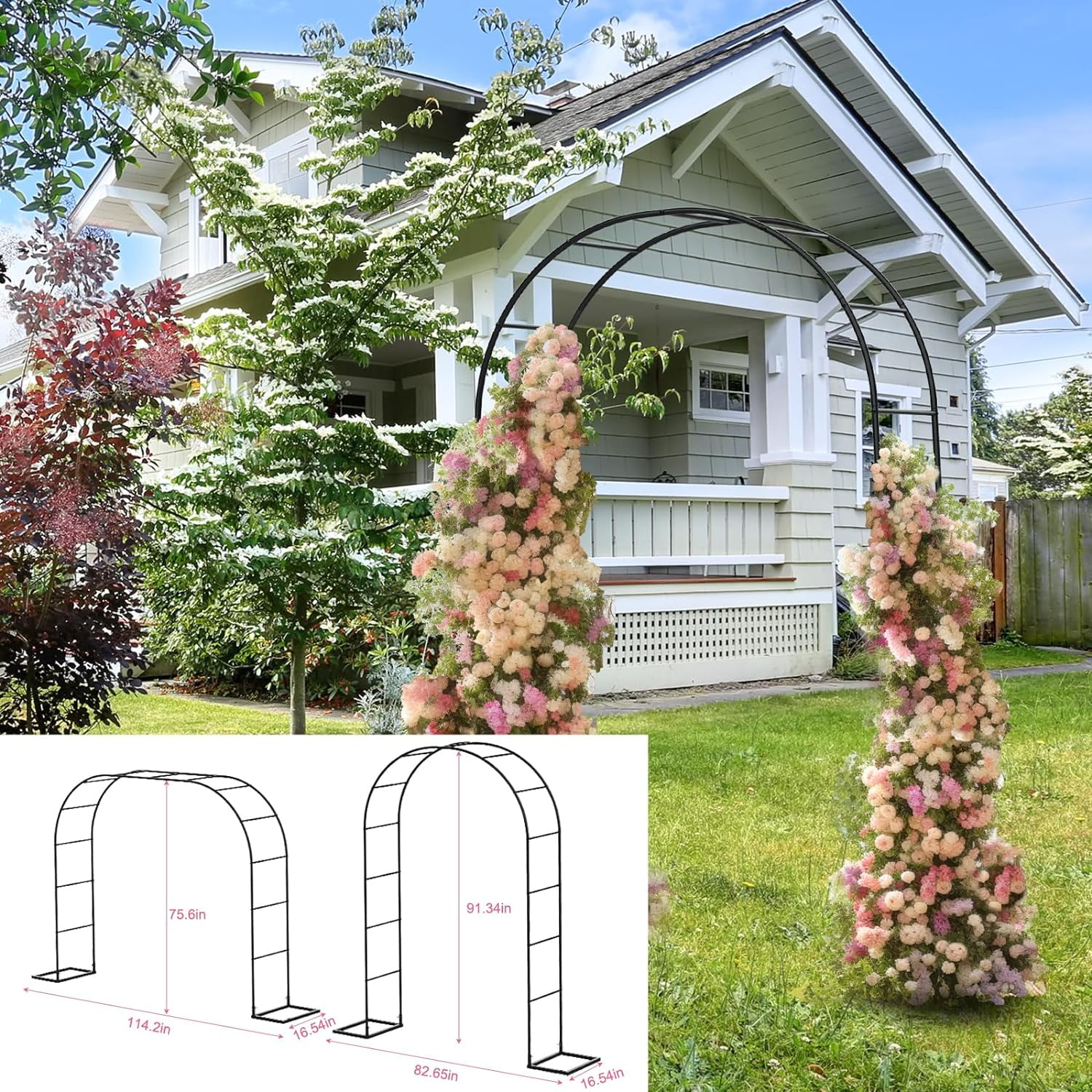 DoCred Tall Garden Arch Trellis For Climbing Plants Outdoor, 87in Tall Metal Plant