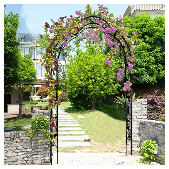 Metal Garden Arch Trellis - 8 Styles Freestanding Arbor for Climbing Plants, Roses - Weather Resistant Steel
