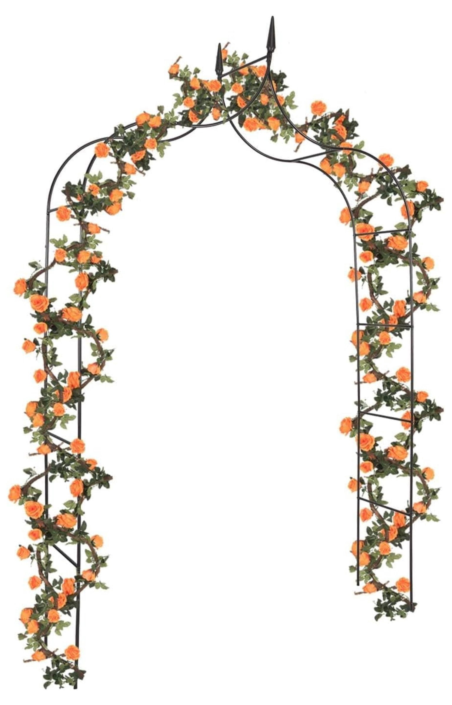 Metal Garden Arch Trellis - Black Arbor for Climbing Plants, Wedding ...