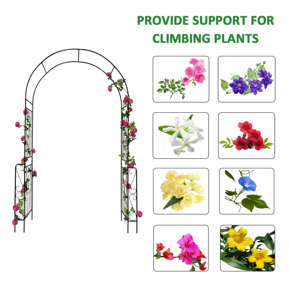 Black Iron Garden Arbor Trellis with Arch Design, 94.5'' H