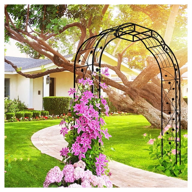 Metal Garden Arch W74.4'' x H98.4'' Garden Arbor Trellis Climbing ...