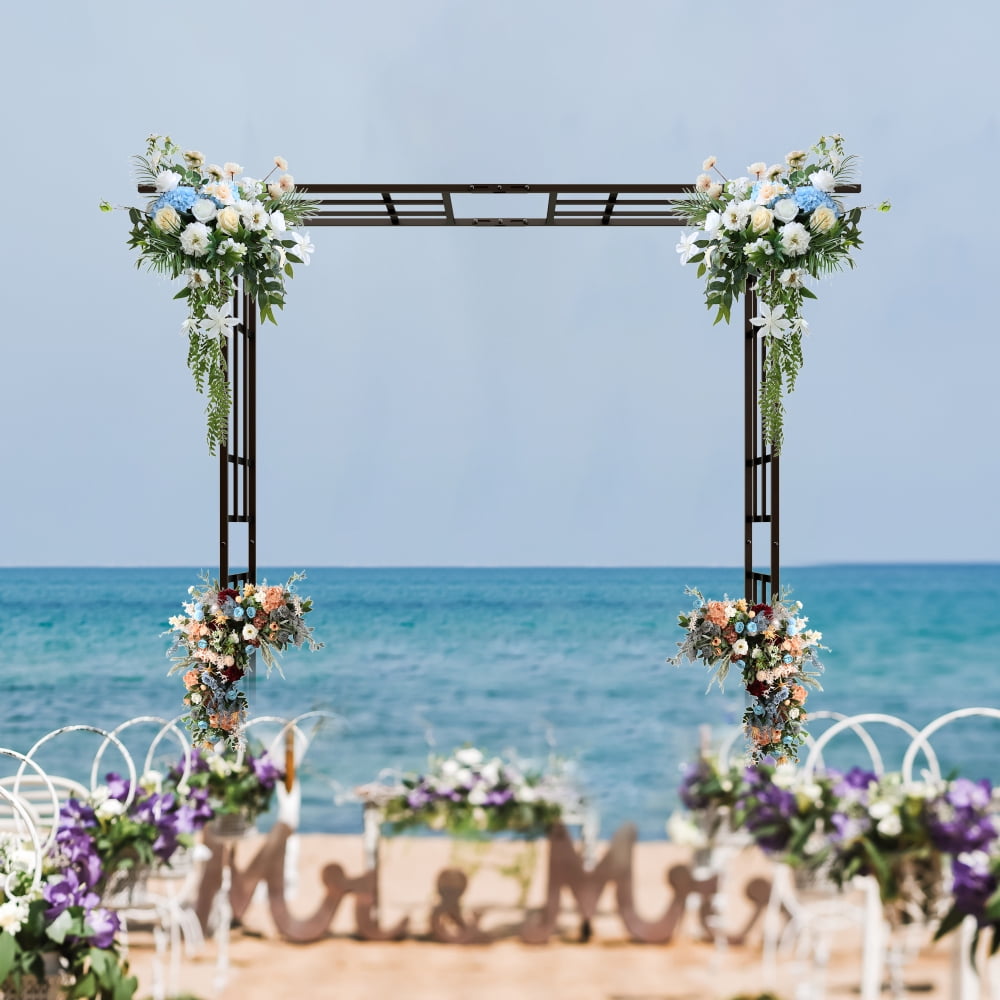 Metal Garden Arch with Gate with planter W80.71*H97.24 Climbing Plants ...