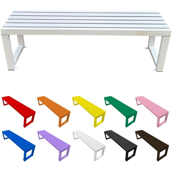 Metal Garden Bench Outdoor Seat 2-Person Patio Benches Park Bench Backless Chair Front Porch Seat 3.3ft 3.9ft 4.9ft 5.9ft Weatherproof Chair for Yard Porch Lawn(White,3.3ft)