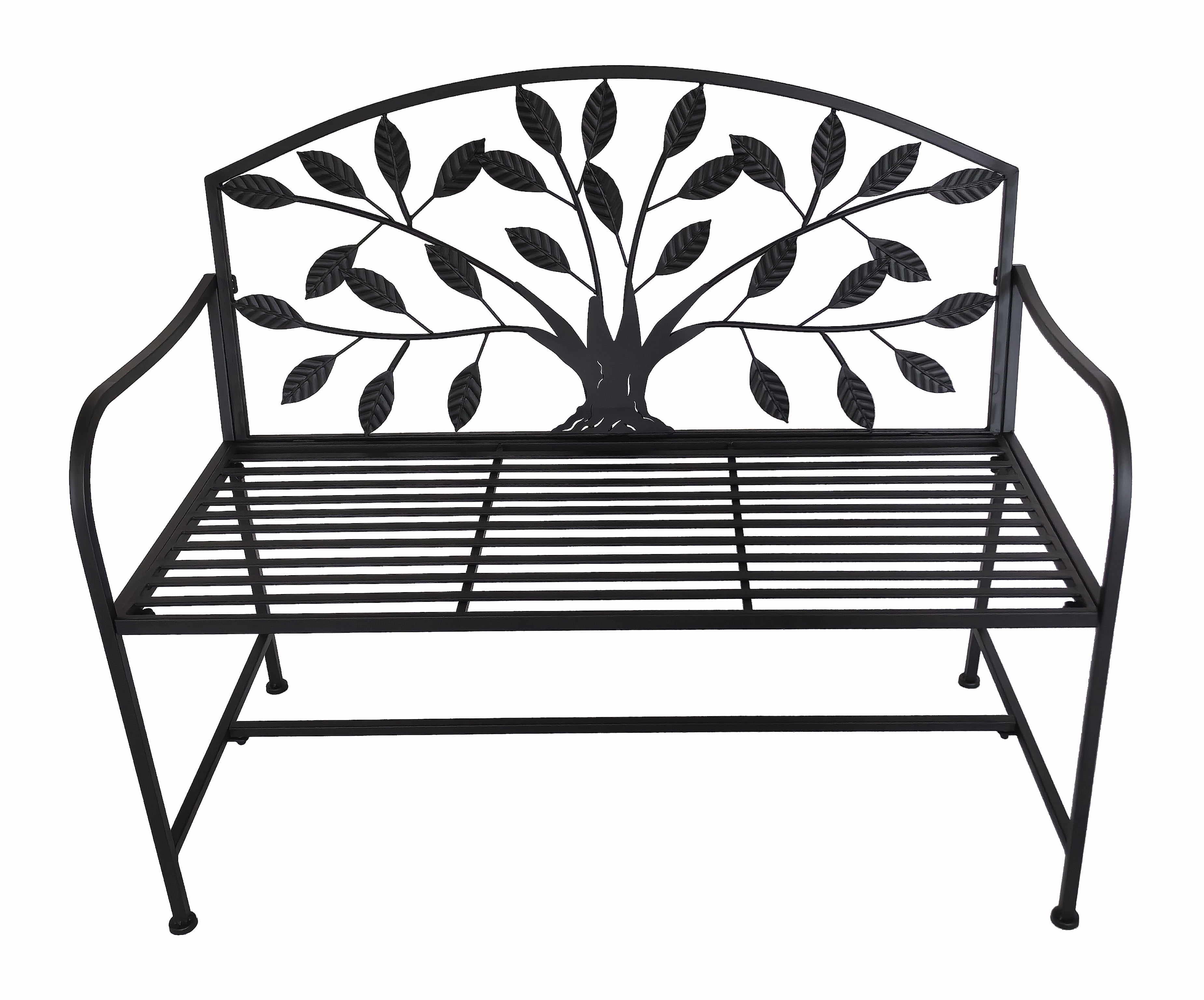 Hi-Line Gift Ltd 78683-BK Metal Garden Bench Tree Pattern-Black