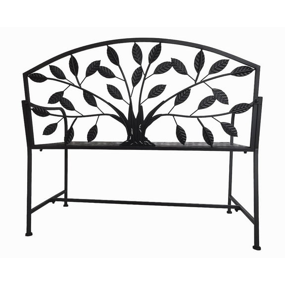 Hi-Line Gift Ltd 78683-BK Metal Garden Bench Tree Pattern-Black