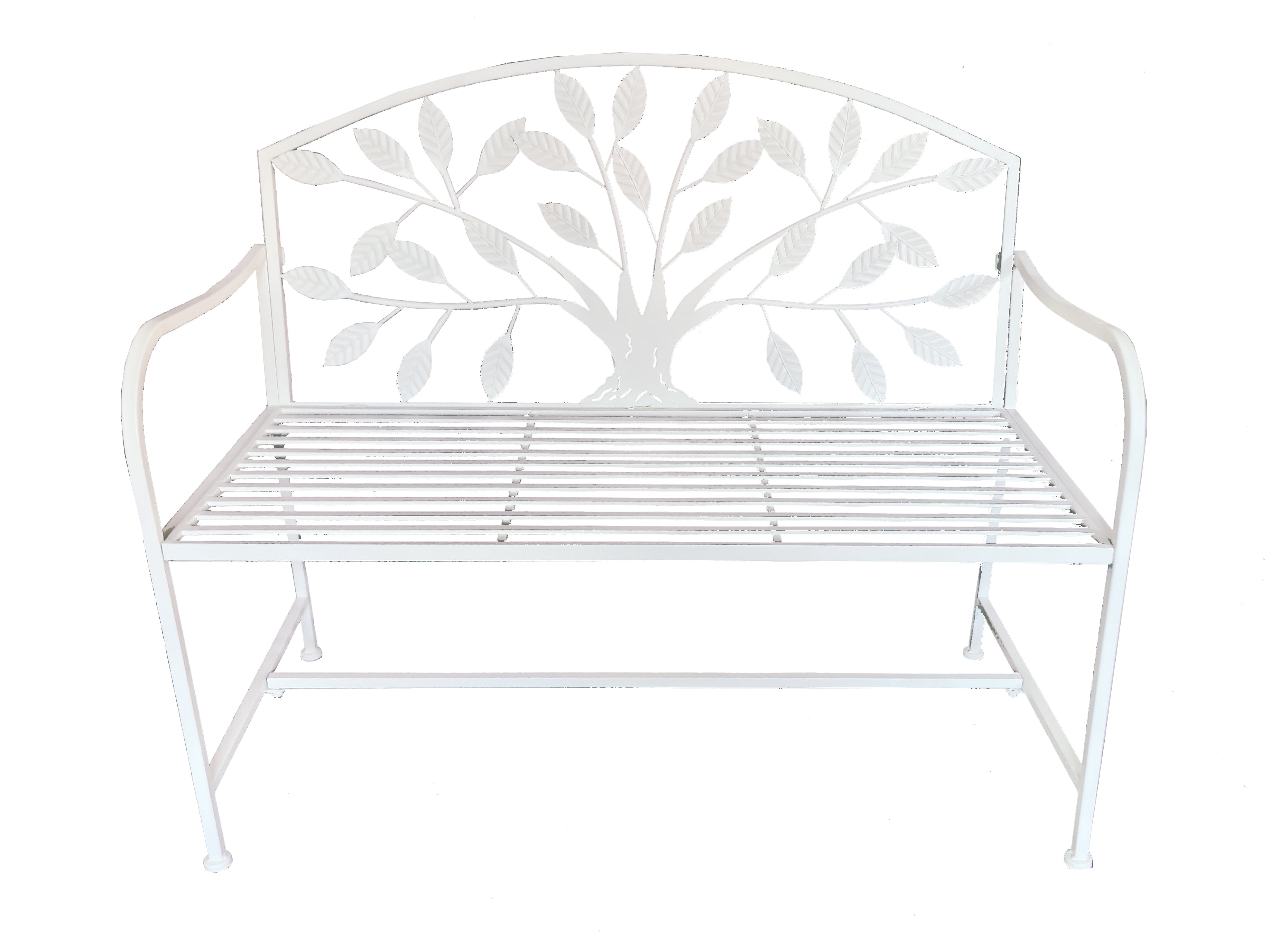 Hi-Line Gift Ltd 78683-CM Metal Garden Bench Tree Pattern-White