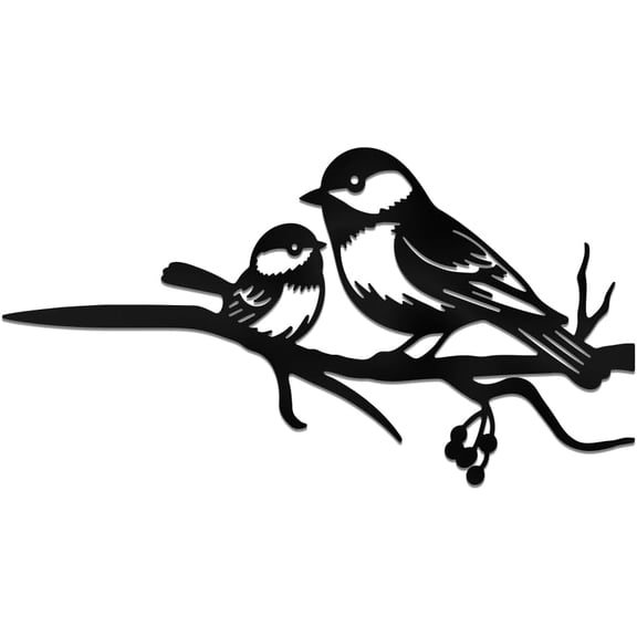 Metal Garden Bird Decoration 2mm Thick Birds Tree Art Birds BranchAnimal Sculpture Garden Bird Statue for Yard Patio Backyard Garden Farm Outdoor Black Black DIY