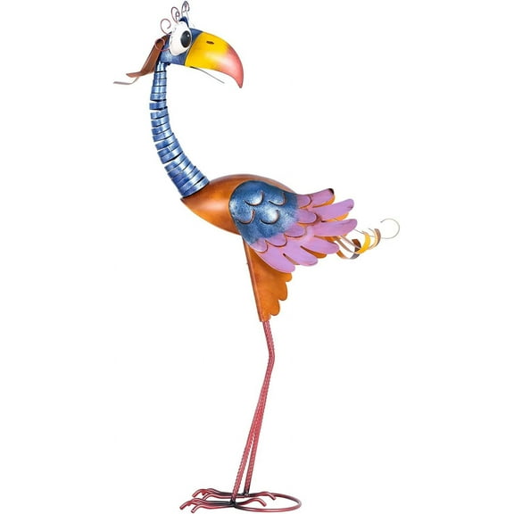 Metal Garden Bird Statue Standing Animal Backyard Ornaments Outdoor Sculpture for Lawn Patio Art Decoration