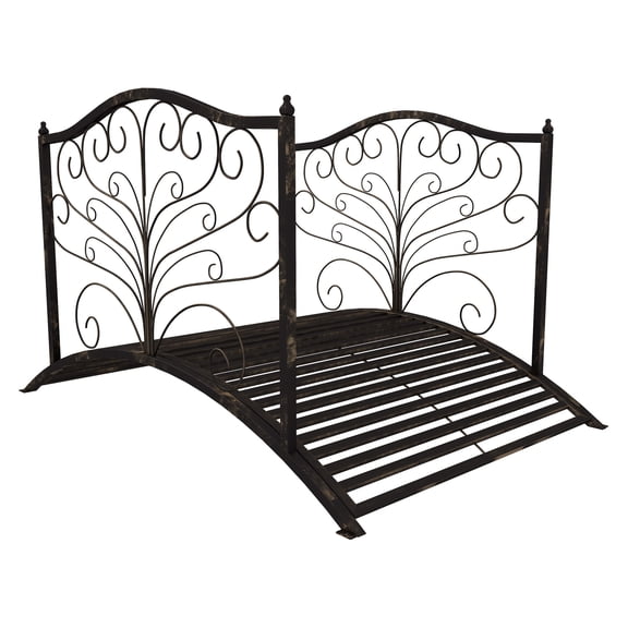 Metal Garden Bridge 4ft - Backyard Arch Footbridge with Rails