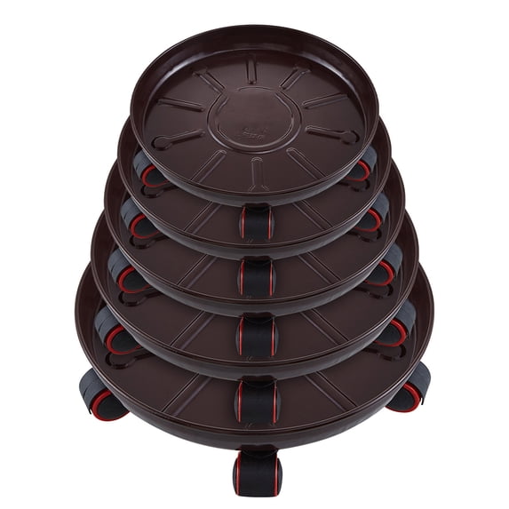 Metal Garden Caddy With Wheels Round Thickened Movable Flower Pot Tray With Water Container 12.60in For Garden Home Coffee