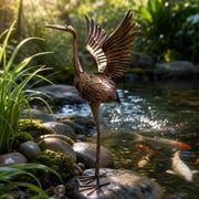 Metal Garden Crane Statue, Garden Crane Statue Outdoor Metal Heron Yard Art Sculpture, for Lawn Patio Backyard Decoration
