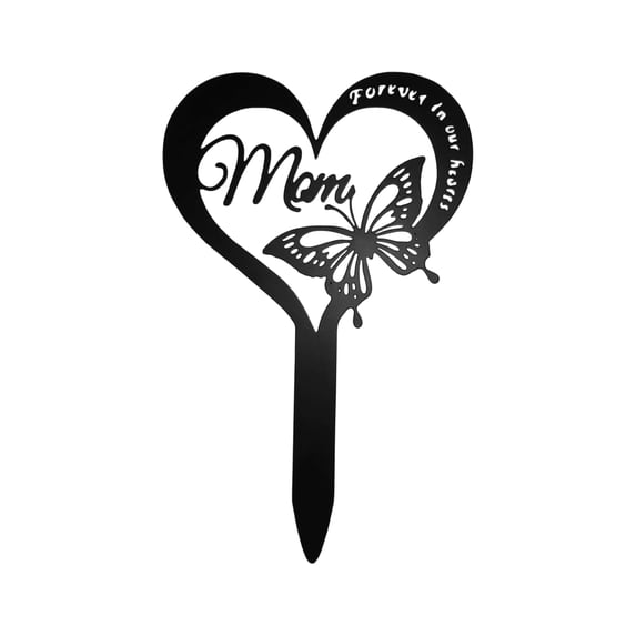Metal Garden Decor Grave Flowers for Cemetery, Mom Memorial Butterfly Yard Art Outdoor Garden Decor