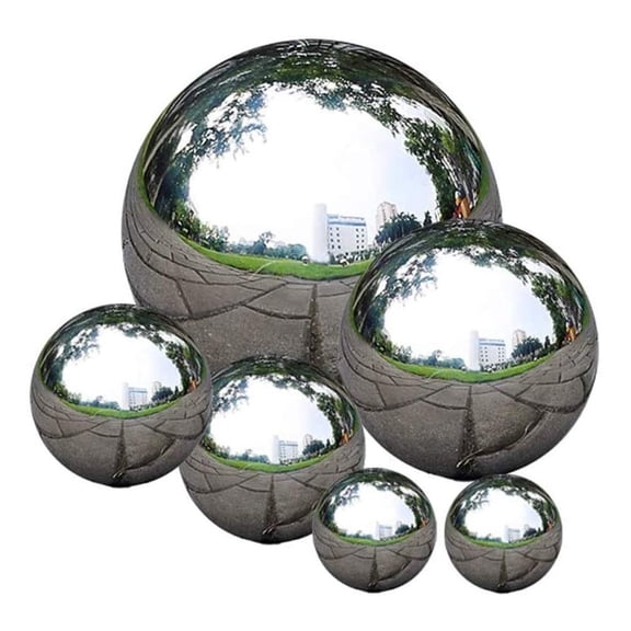 Metal Garden Decor, Stainless Steel, Gazing Balls, Garden Decorations, Reflective Hollow Sphere, 6 In, Outdoor and Garden, Front Yard Decorations Outdoor, Landscape Features
