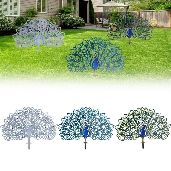 Metal Garden Decorative Peacock Statue Green a - Desktop Ornament - Plastic Courtyard Decoration