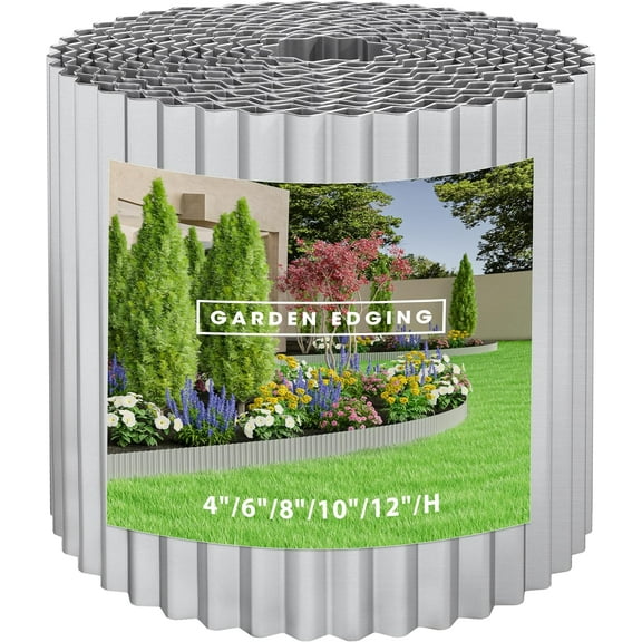 Metal Garden Edging Border, Corrugated Steel Landscaping, DIY for Lawn (8 Inch x 20FT)