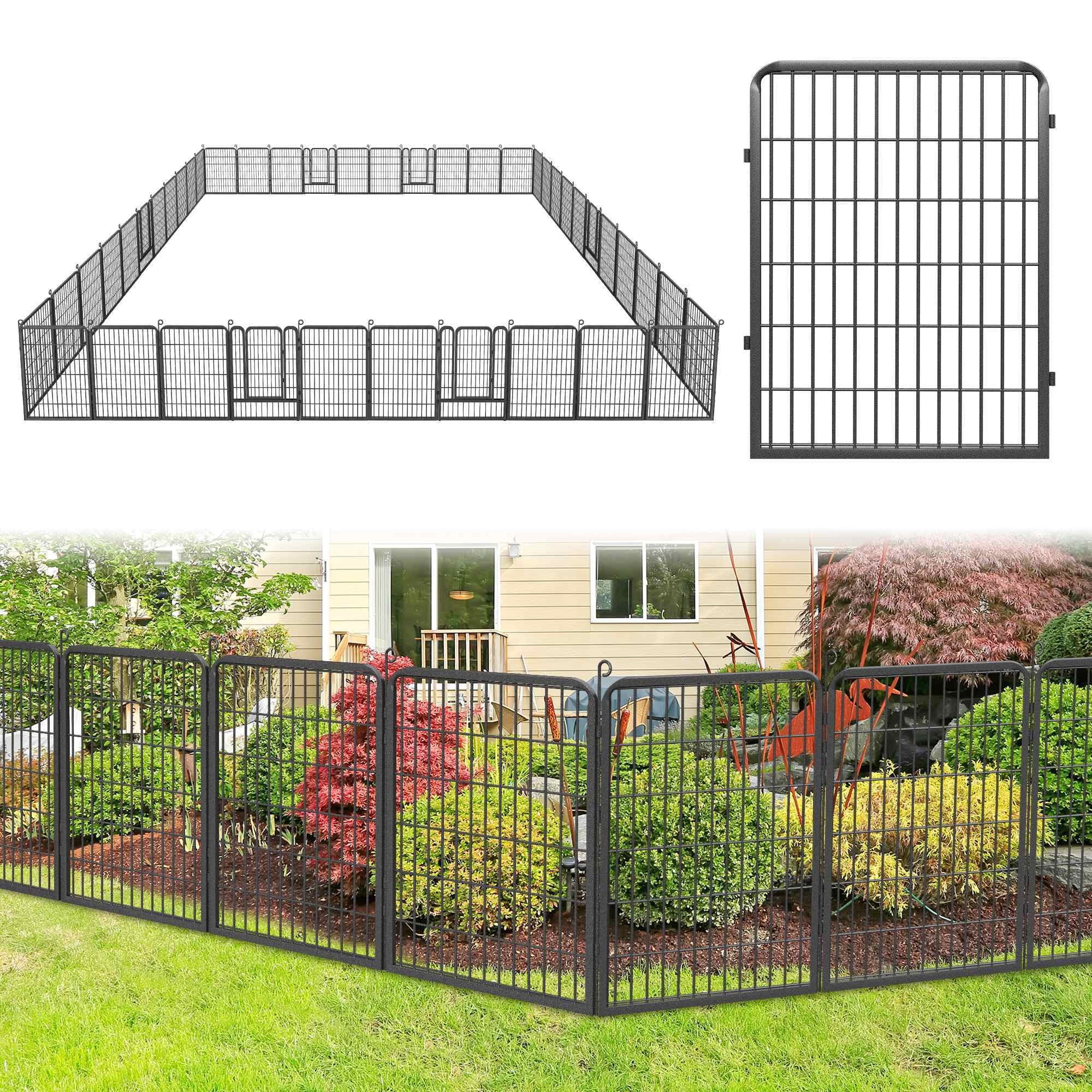Metal Garden Fence 112ft(L)×40in(H) No Dig Fence Panels with Gate Fencing for Yard Animal Barrier Decorative Garden Fencing for Backyard Patio Garden Flower Beds