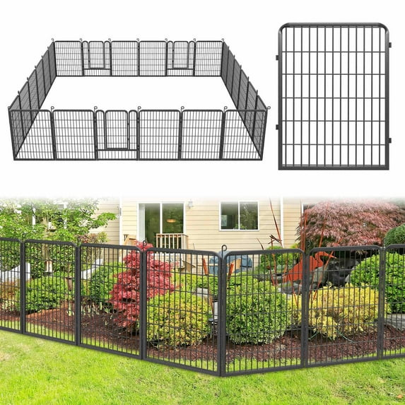 Metal Garden Fence 64ft(L)×40in(H) No Dig Fence Panels with Gate Fencing for Yard Animal Barrier Decorative Garden Fencing for Backyard Patio Garden Flower Beds