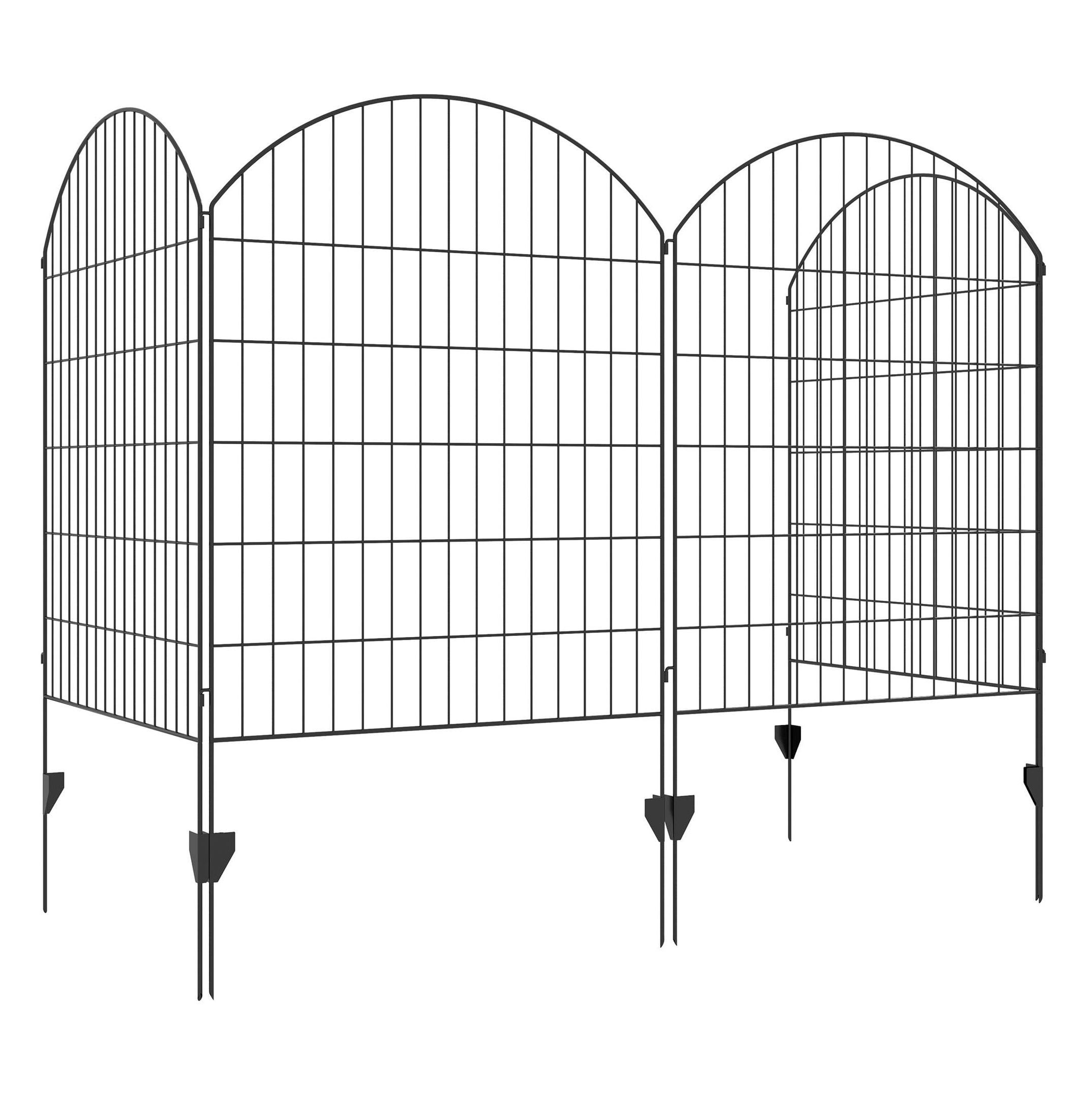 Metal Garden Fencing - 4-Pack Decorative Fence, Animal Barrier & Plant Border