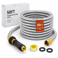 Metal Shell For Hose Metal Garden Hose 50FT Sliver, 304 Stainless Steel Water Hose for ...