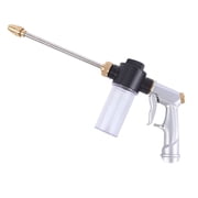 Metal Garden Hose Nozzle Spray Gun with Soap Dispenser, 6-Way Adjustable Brass Spray Pattern, High Pressure Foam Cannon for Car Wash, Pet Bathing, Lawn Watering