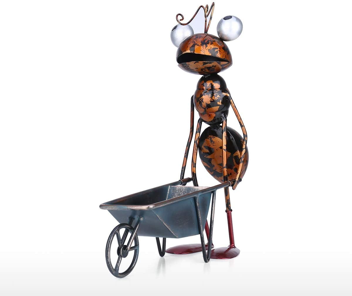 Metal Garden Sculpture with Removable Bucket for Patio Lawn Yard Indoor Outdoor Decor