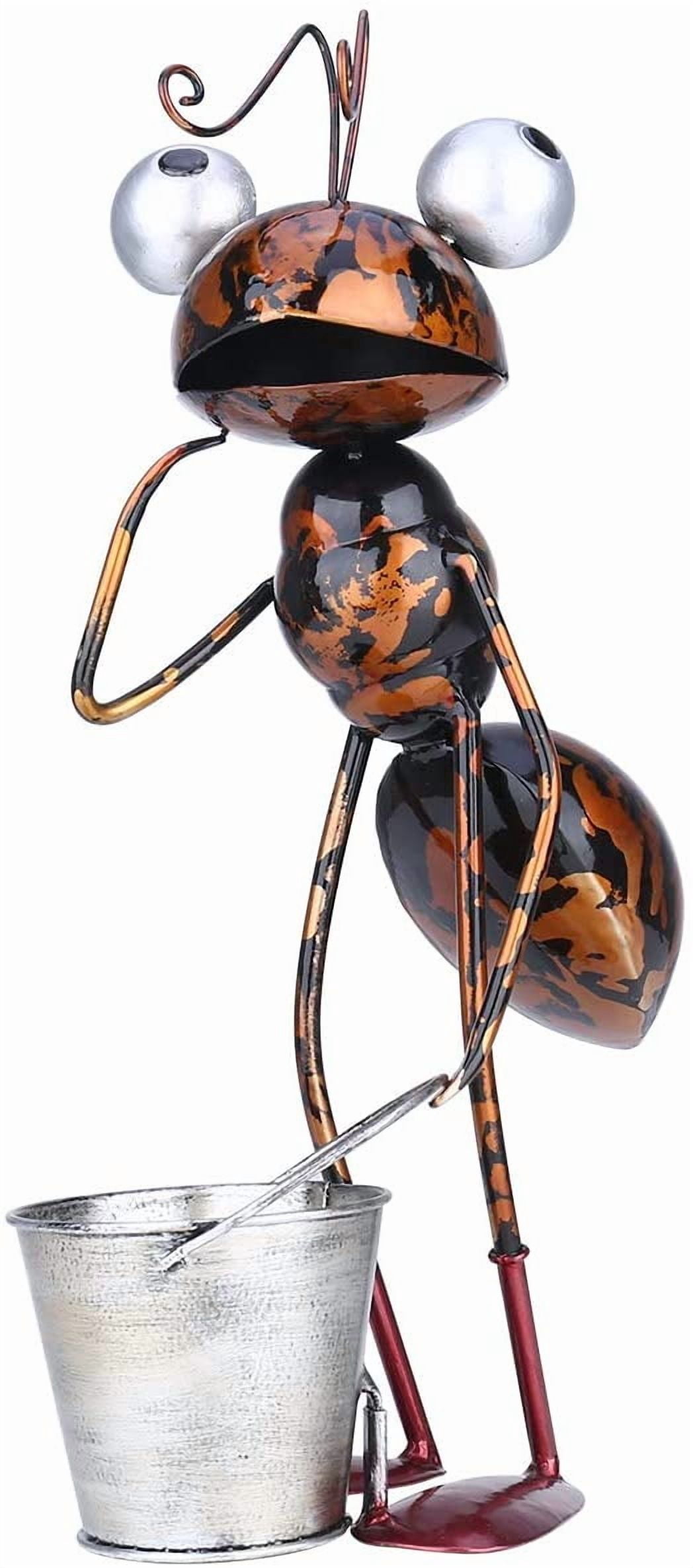 Metal Garden Sculpture with Removable Bucket for Patio Lawn Yard Indoor Outdoor Decor