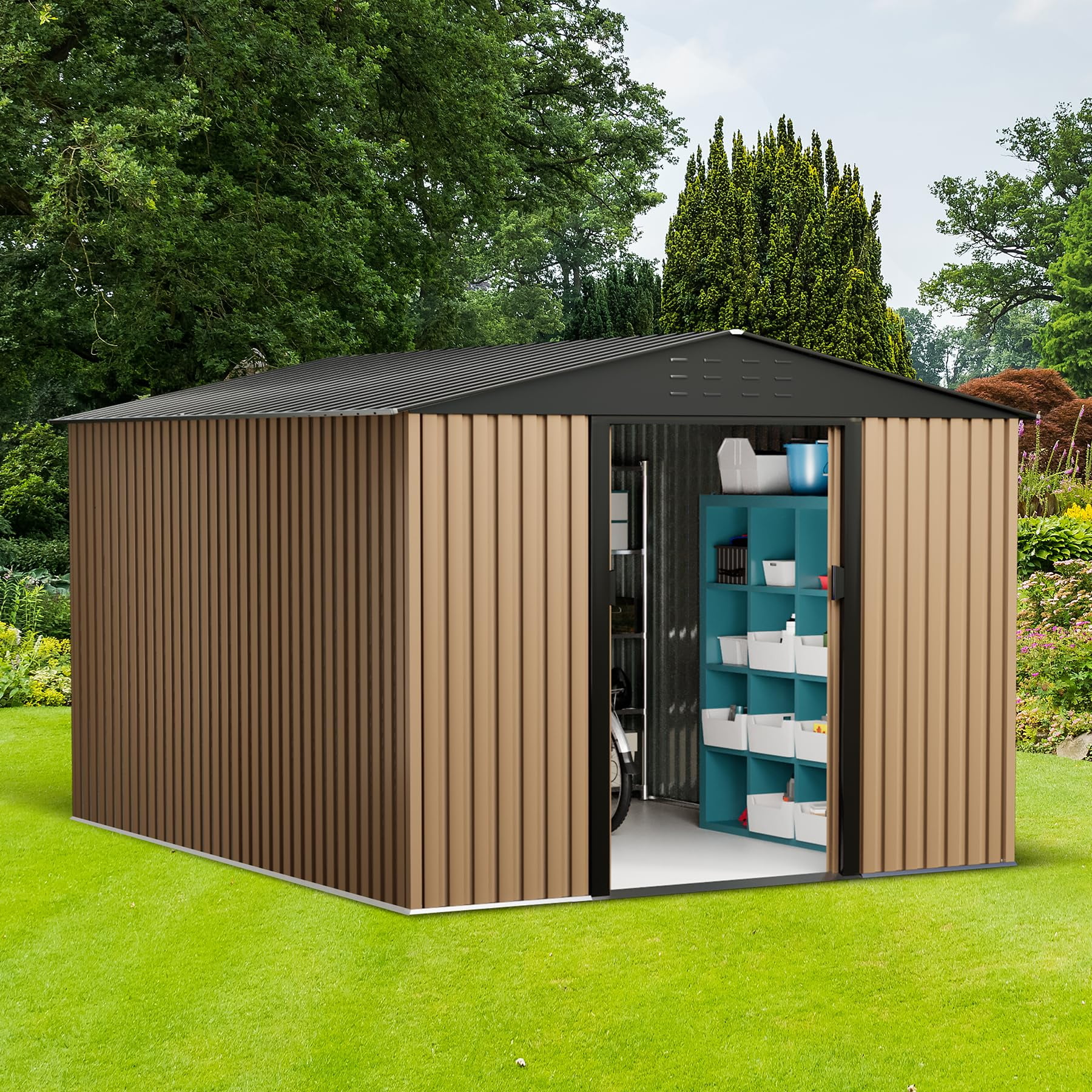Metal Garden Shed, Outdoor Storage Shed, Metal Utility Tool Storage ...