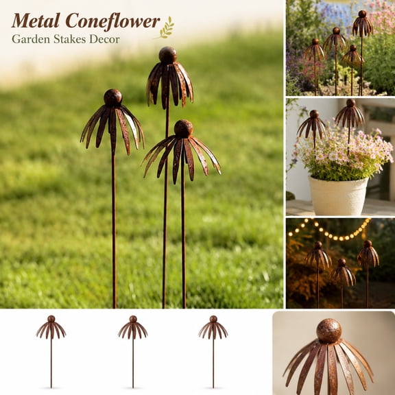 Metal Garden Stake Outdoor Lawn Decoration, Rustic 3D Silhouette Plant Marker with U-Shaped Anchor for Flower Beds, Patio, Yard Decor, Weather Resistant Iron Art Ornament