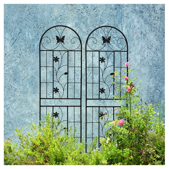 Metal Garden Trellis 2 Pack - 71"x19.7" Rustproof Plant Support - Black Outdoor Climbing Trellis for Vines, Roses, Clematis & More